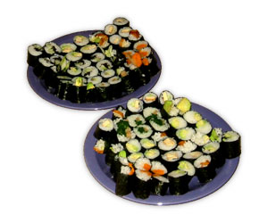 [two plates of sushi]